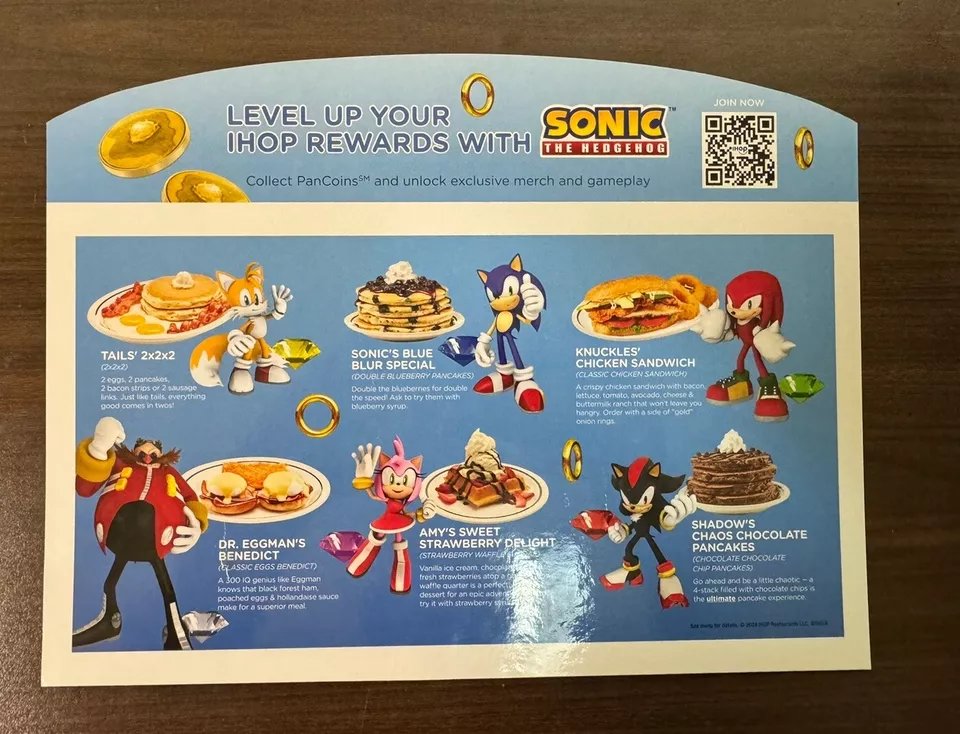 Sonic the Hedgehog x IHOP Menu cards have started to appear on Ebay 😅: ebay.us/d0MPLW ebay.us/sLUdku #ebaypartner