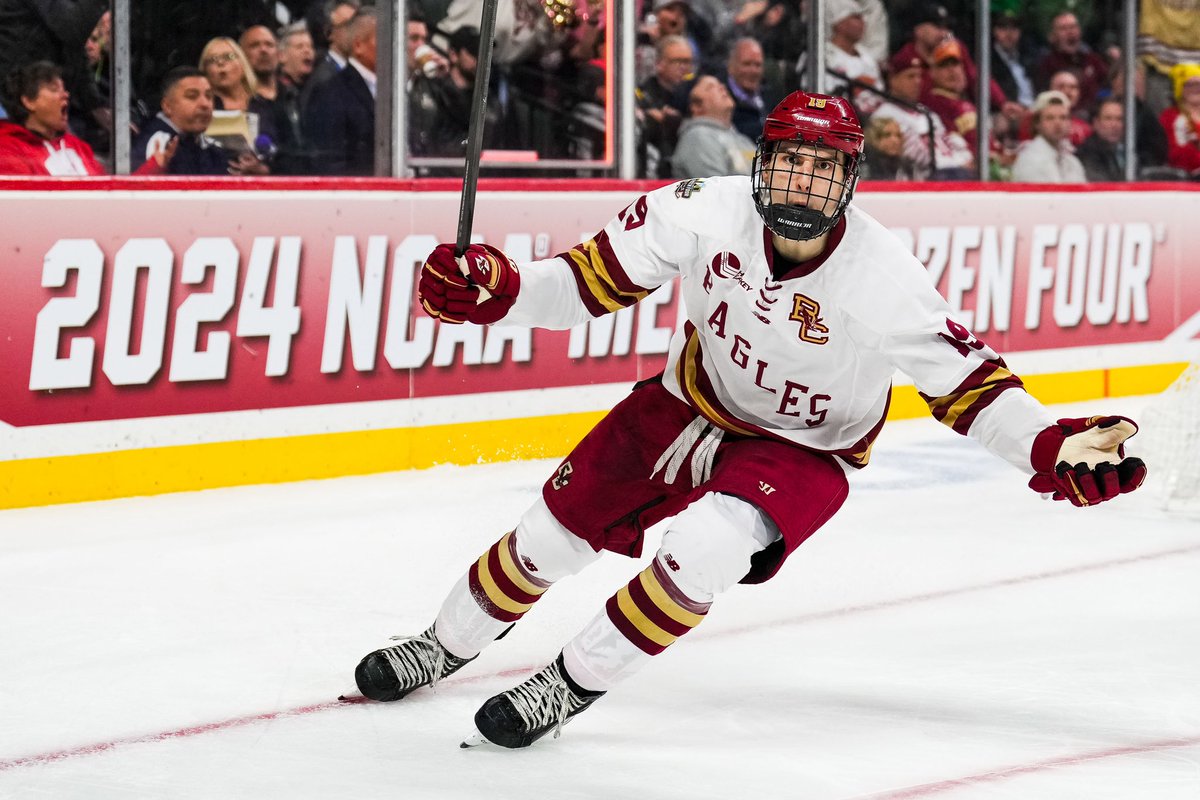 Cutter Gauthier and @BC_MHockey advance to national championship game. #MFrozenFour #cawlidgehawkey
