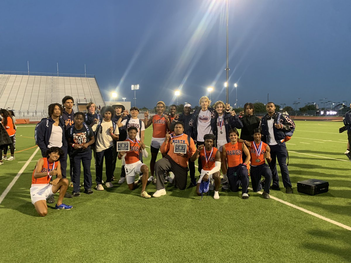 This picture says a lot. It speaks of the highs and lows of a meet and of a season. Tough guys, hard workers, selfless teammates! Oh yeah…DAWGS UP! Area 13/14-5A Team Runner Up! #nodepositnoreturn