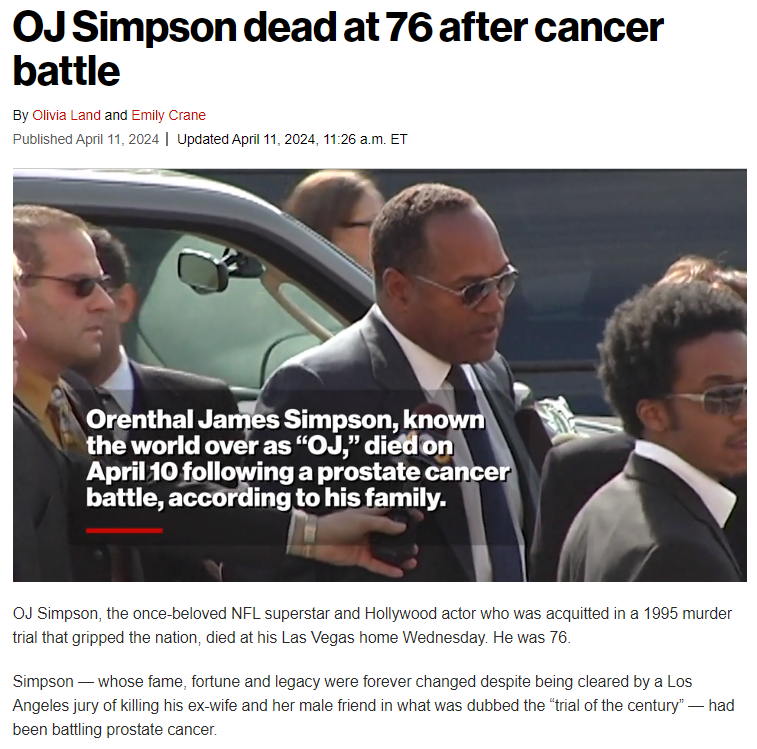 OJ Simpson died before AugieRFC came back