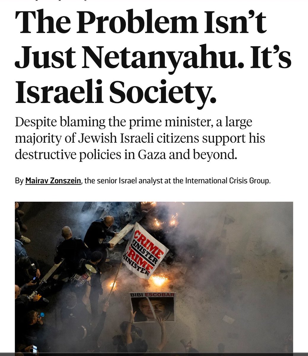 In Foreign Policy, Israeli analyst Mairav Zonszein writes: “The focus on Netanyahu is a convenient distraction from the fact that the war in Gaza is not Netanyahu’s war, it is Israel’s war—and the problem isn’t only Netanyahu; it’s the Israeli electorate… “Putting all the…