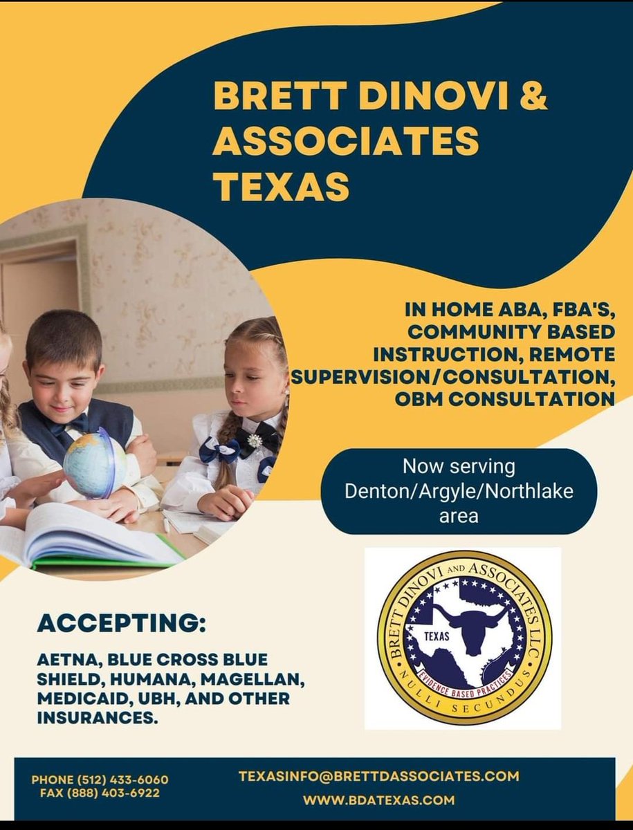 📢📢We're thrilled to announce that we're now accepting clients in Denton, Argyle, and Northlake areas for in-home ABA therapy!

#Texas #TexasABA #Denton #Argyle #Northlake #abainhomeservices
#bdaaba #bcbaowned #goldstandardofaba #familyoperated #alwaysonestepahead #behaviour