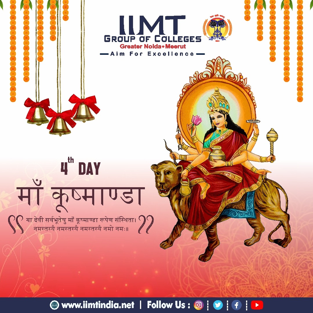 4th Day ! 🌺 On the auspicious fourth day of Chaitra Navratri, let's invoke the divine blessings of Maa Kushmanda🌸🌟 #ChaitraNavratri #Day4 #MaaKushmanda #Blessings #GoodHealth #Prosperity #wisdom . iimtindia.net Call Us: 9520886860 . #IIMTIndia #IIMTian #IIMTNoida