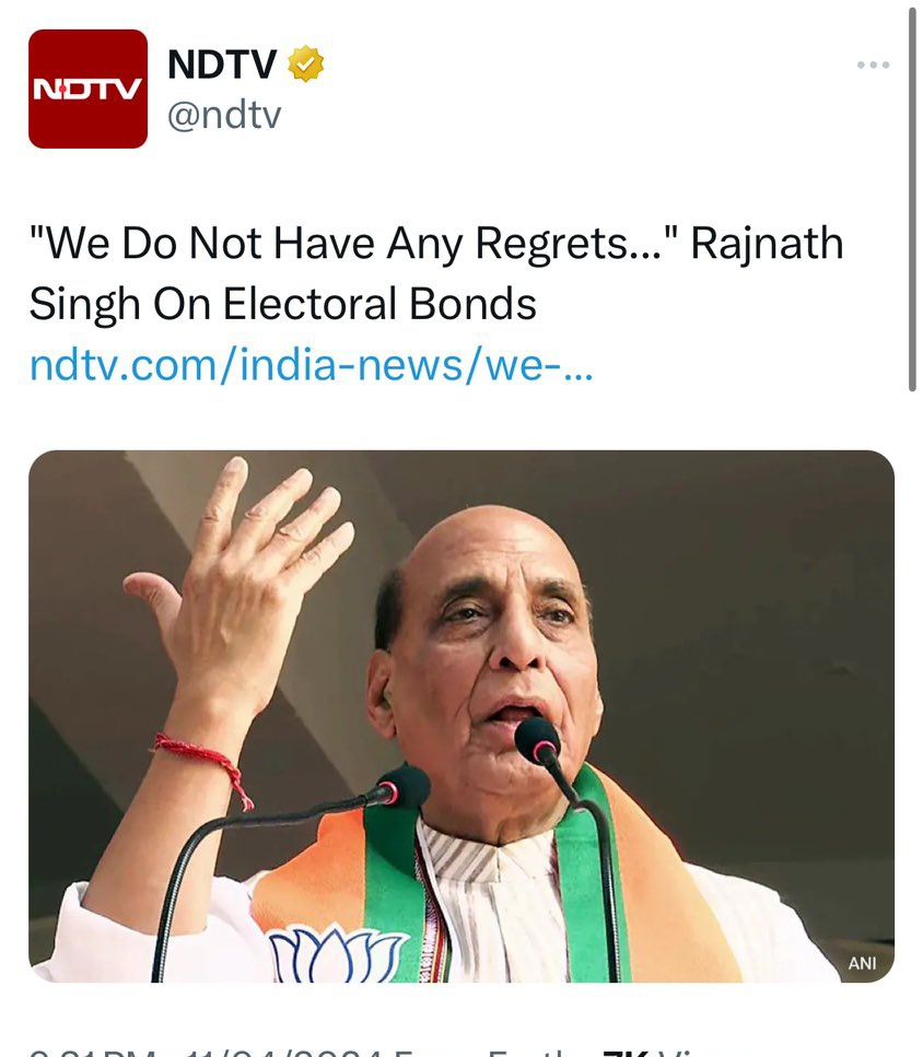 This BJP-RSS man defends the illegal, unconstitutional #ModiElectoralBondScam that normalized extortion & bribery. This is why Supreme Court should have penalized & punished Modi & Co, and ordered the freezing of BJP bank accounts, to retrieve their huge loot of 8 yrs.