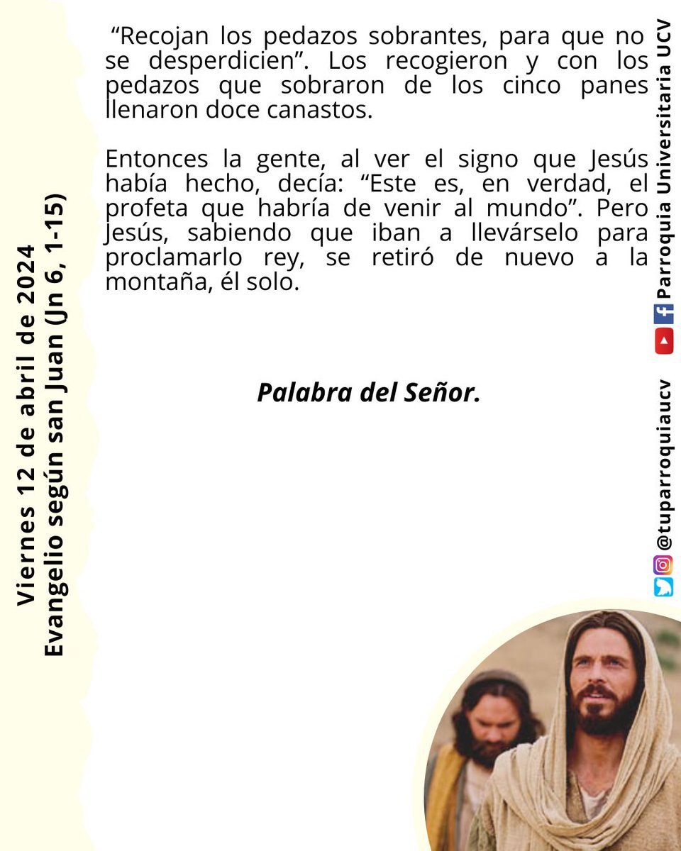 #EvangelioDeHoy #EvangelioDelDía #12Abr #EnTodoAmarYServir #JesuitasDeVenezuela #TuParroquiaUCV
