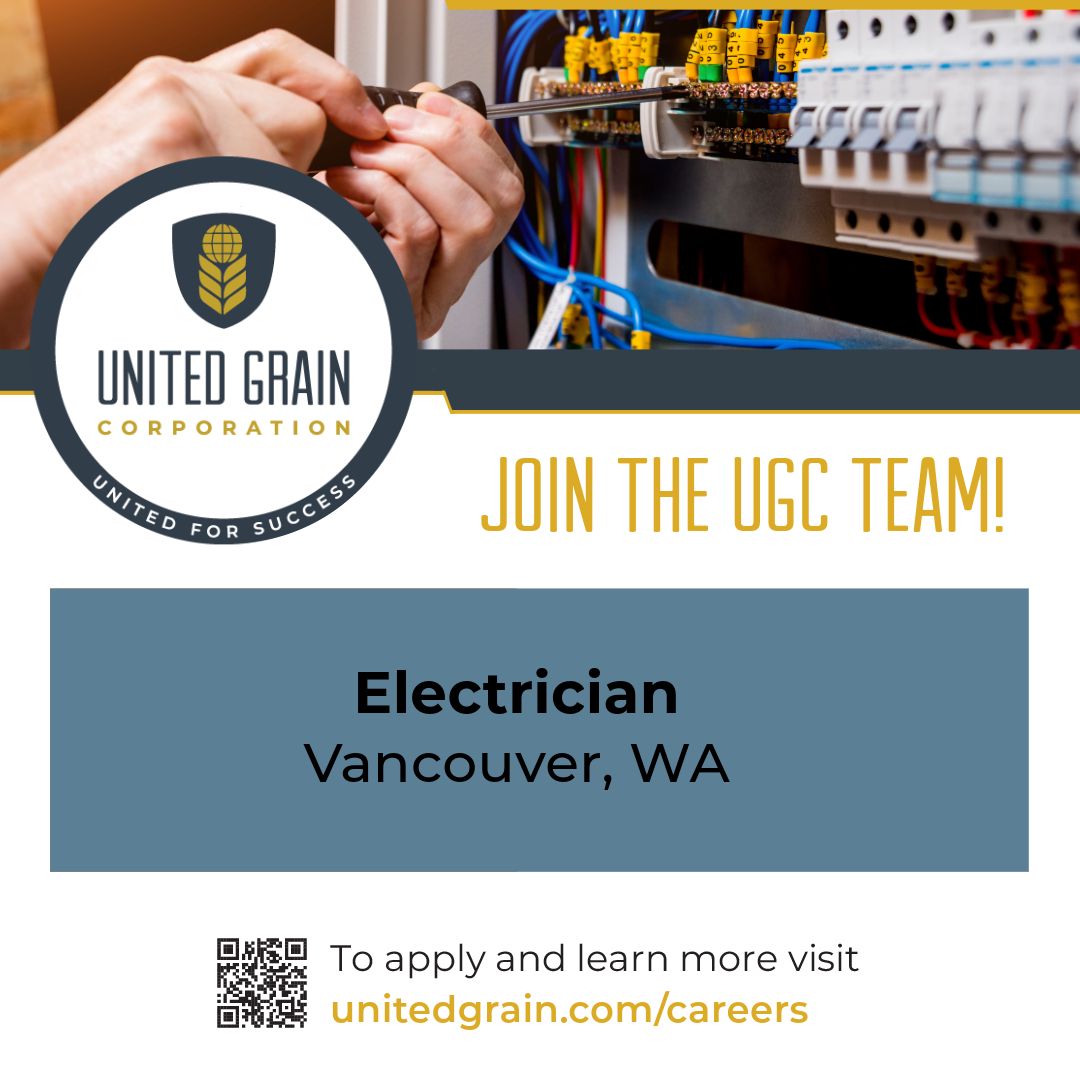 United Grain is hiring for the position of Electrician at its Vancouver, WA location. Apply online now to spark a new career: bit.ly/4cENpf3 ⚡👷‍♂️ #UnitedGrain #Electrician #VancouverWA #NowHiring #JobListing #PDXjobs #ClarkCountyJobs #SWWashingtonJobs #HelpWanted
