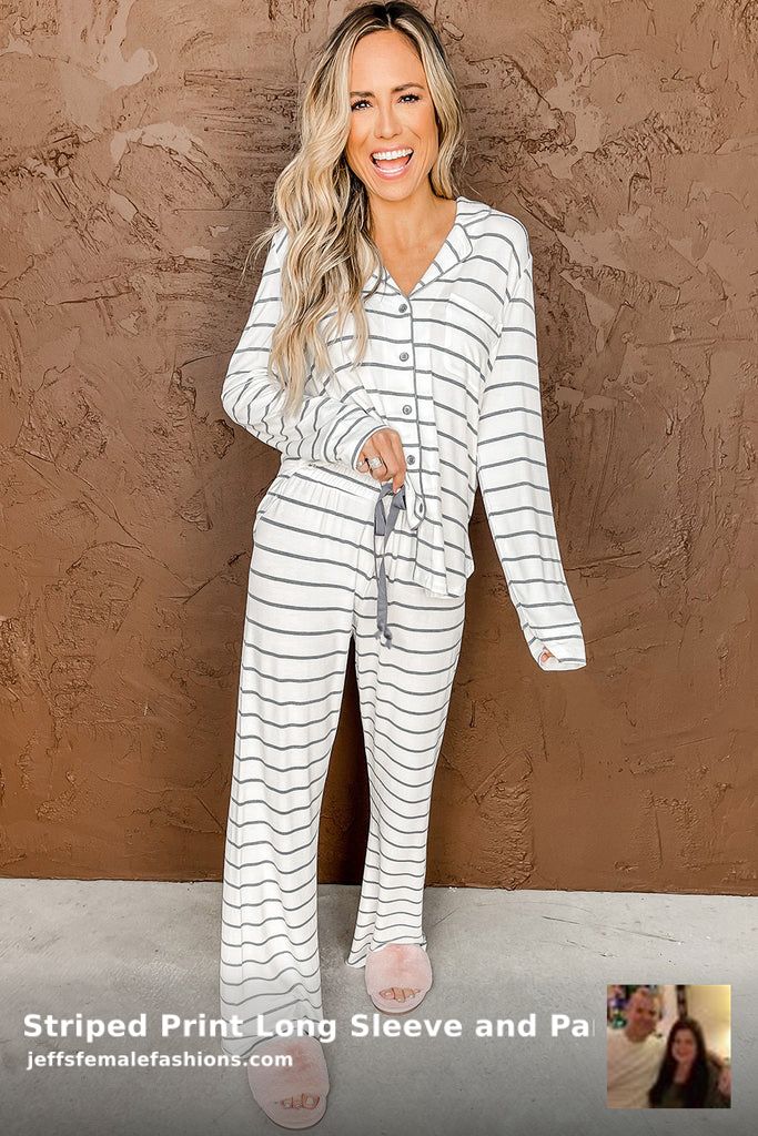 Cozy up in our Striped Print Pajama Set! With a soft, breathable design, you're promised stylish comfort at home. From chic prints to a classic fit, it's everything you need for a snug evening 🌙 Shop now for just $66.15! shortlink.store/4s1tgch-lslu #SLEEPWEAR #StyleCasual
