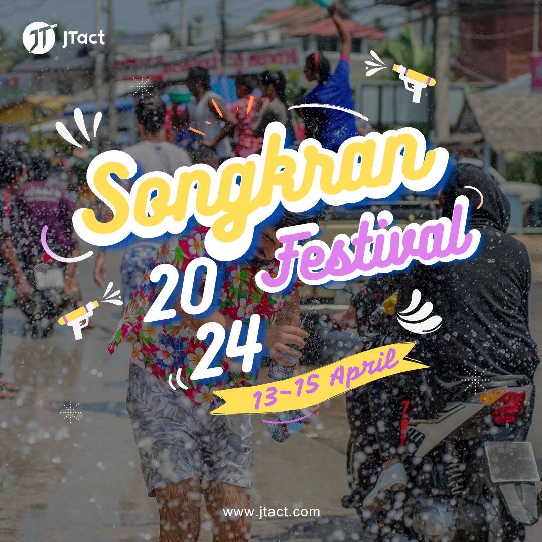 Happy Songkran Festival!
Wish everyone a good holiday, and all good health and fortune for the year ahead from all of us at #JTact!
#happysongkran #songkranfestival #songkran2024