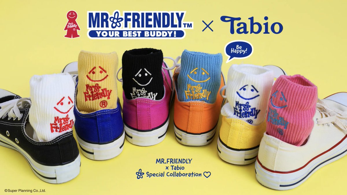 Tabio_JP's tweet photo. MR.FRIENDLY❌Tabio
コラボソックス本日より発売開始！！
https://t.co/OSzQbl4vNZ https://t.co/U74va3wVt8