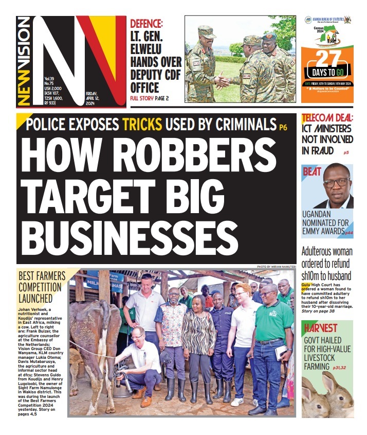 𝐓𝐡𝐞 𝐏𝐫𝐞𝐬𝐬 𝐑𝐞𝐯𝐢𝐞𝐰:  
➤ How robbers target big businesses.  
➤Police expose tricks used by criminals.  
➤ Best farmers competition launched.  
#UBCGMU