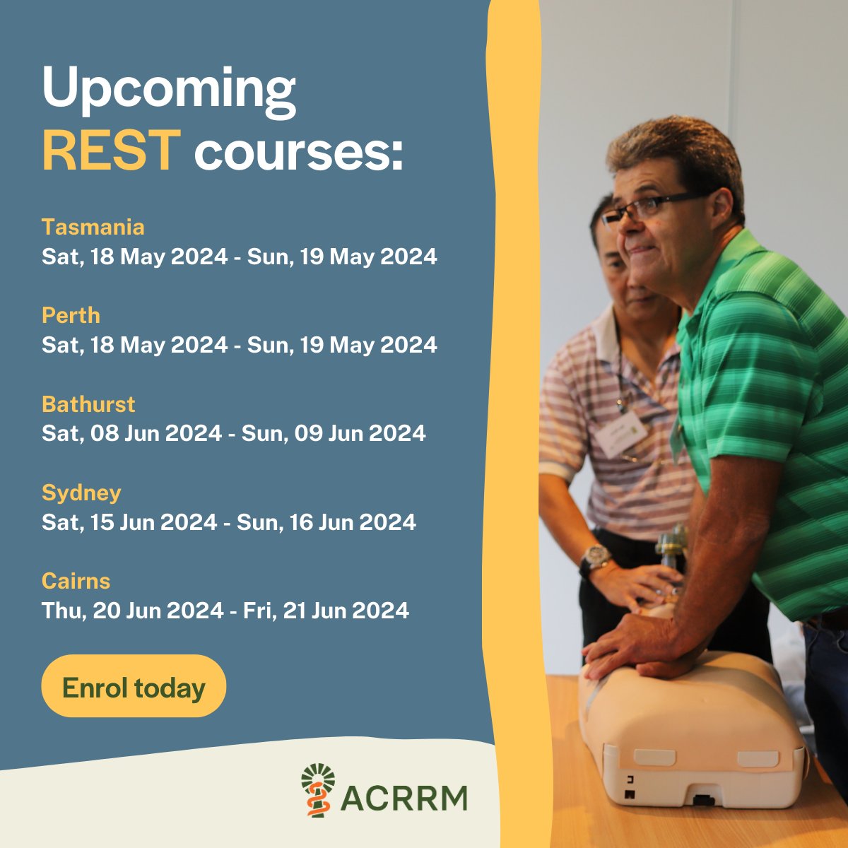 #ACRRM's Rural Emergency Skills Training (REST) course gives you the skills and confidence required to manage emergencies in your rural community. Courses in your area here ➡️ bit.ly/3UfQxqw #RuralMedicine