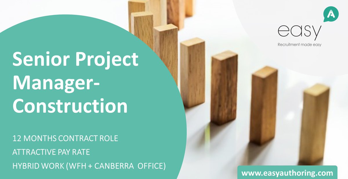 Easy authoring is looking for a Senior Project Manager to manage the successful delivery of reports and designs from inception to completion.

Please click lnkd.in/gPNqTd-m to know more and apply now!

 #easyA #ContingentStaffing #Senior #Project #Manager #Construction