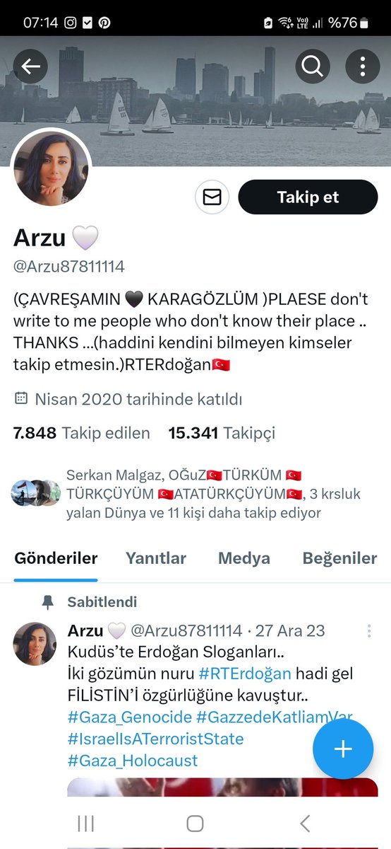 Atatürk ve laiklik düşmanı bu trolü, takip edenleri takipten çıkıyorum.