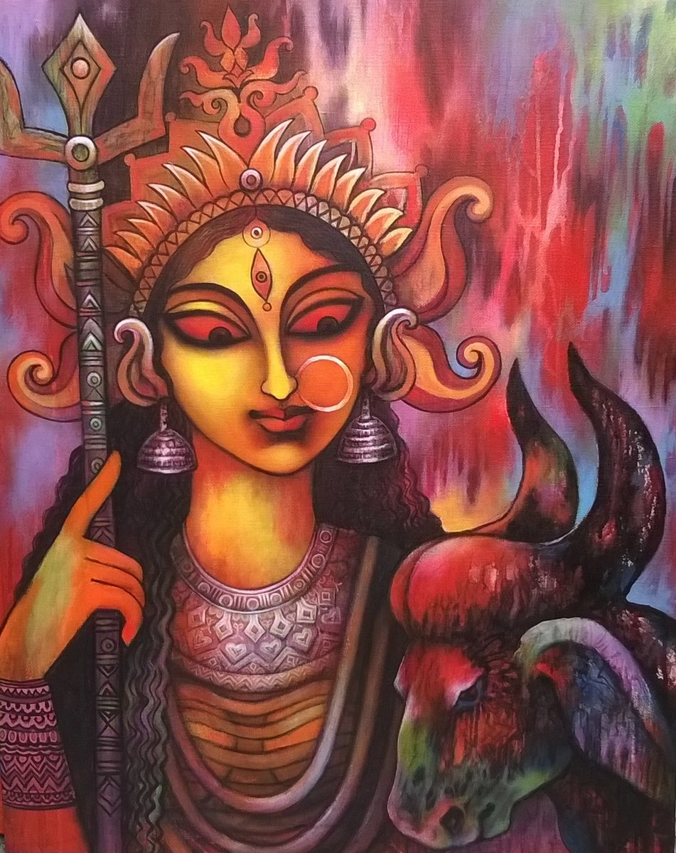The fierce beauty of Goddess Durga. The essence of power and anger. 
#Art #Artist #Colors #CanvasPainting #PaintingForSale #HandPainting #ContemporaryArt #AbstractPaintings #ModernPaintings #AcrylicPaintings #FigurativePainting