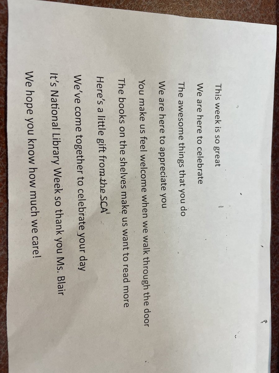 And today they DID make me cry. This #LuckyLibrarian is so grateful for my @KeyMiddle Ss and colleagues! @FCPS_LIS #ReasonsToLoveLibraries