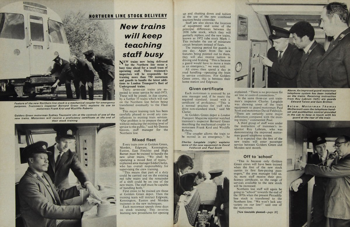#London #Transport (LT) Magazine (Vol. 26, No.3, June 1972) clipping:
The 1972 Tube Stock for the Northern line was unveiled to the national and local press with a demonstration service from Golders Green to Edgware and back. And driver training for the new rolling stock.
