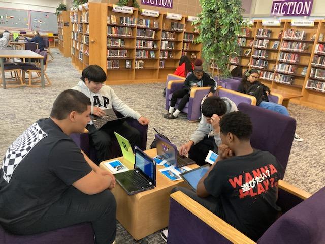 World History students from @NGCImagination focus on stories of resistance during the Holocaust with a station activity in the Media Center #WeareWayne #NGCPride