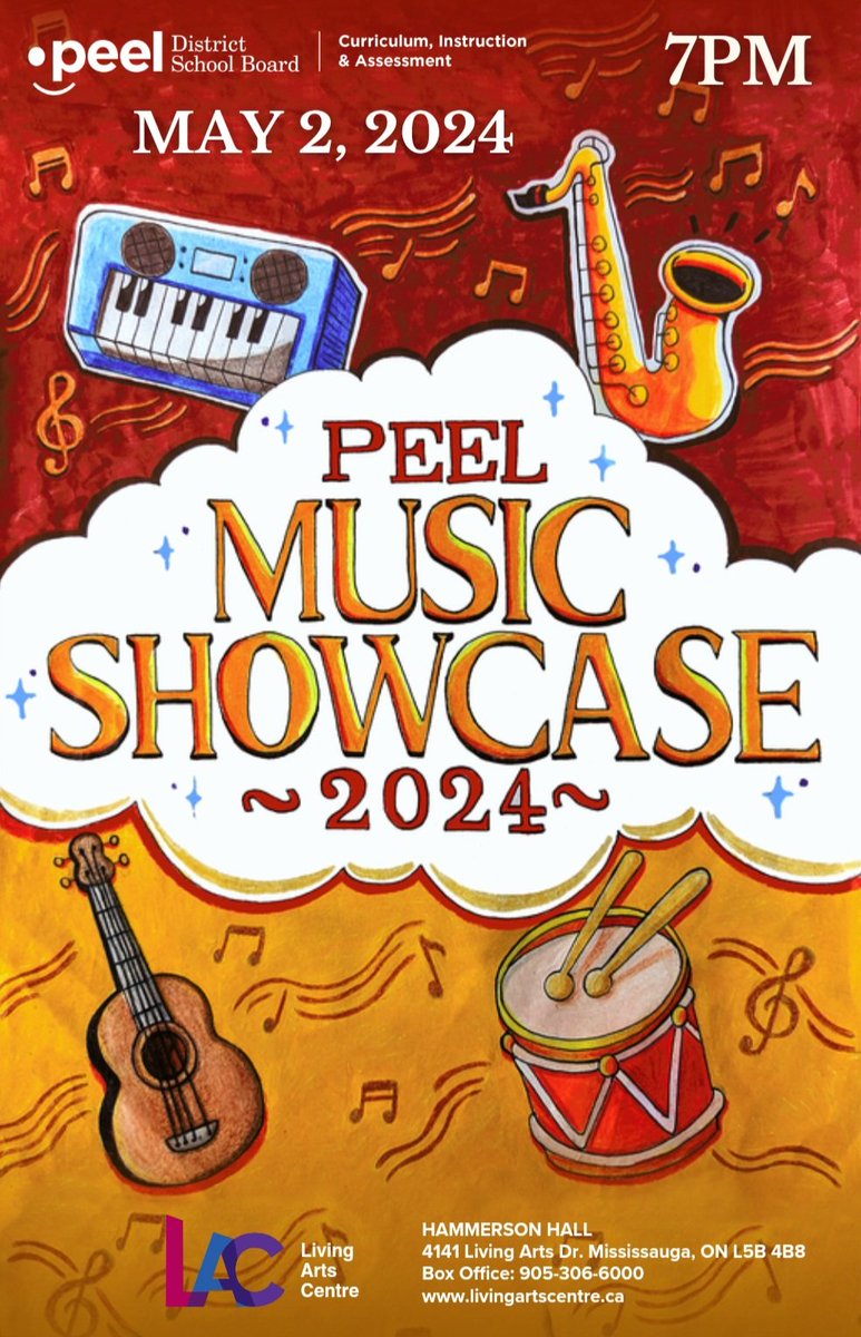 pdsbarts's tweet image. The Peel Music Showcase 2024 tickets are available at the @LivingArtsCtr box office. Come check out the amazing auditioned ensembles with @PeelSchools students from grade 3 to 12. #pdsbmusic