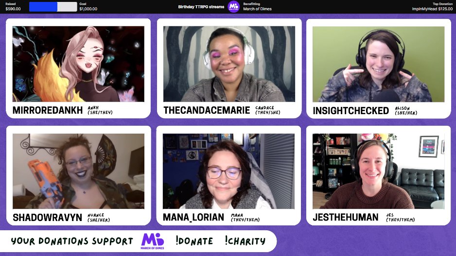If you're not watching our Monster of the Week charity stream for March of Dimes, WYA??? Join @mirroredankh @thecandacemarie @insightchecked @shadowravyn @Mana_lorian + me right now as we try to save the world! 🔴 twitch.tv/jesthehuman