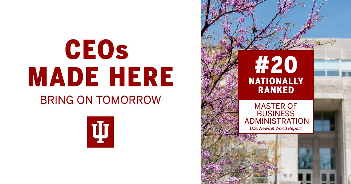 At Kelley, we prepare you for a new business career like no one else can. That’s why we’re proud to share that U.S. News & World Report just announced that the Kelley full-time MBA rose to No. 20 in its 2024 ranking of Best MBA Programs! bit.ly/3U6lJbP