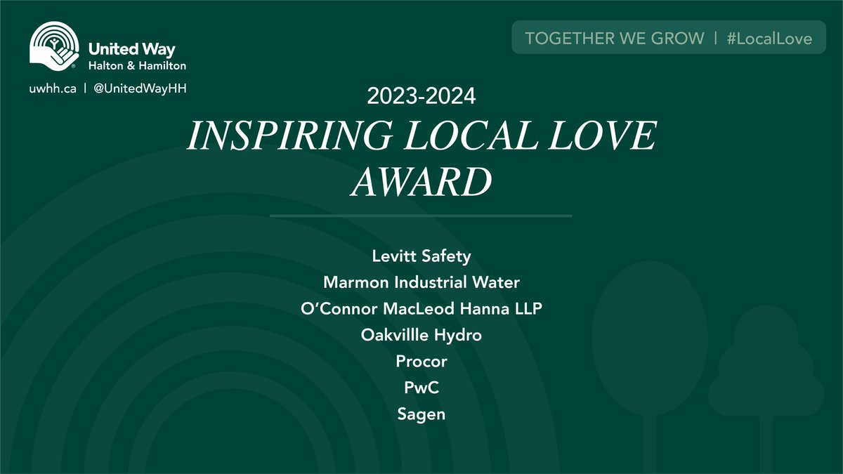 [3 of 4] @levittsafety, @MarmonIndWater, #O'ConnorMacLeodHannaLLP, @Oakvillehydro, #Procor, @PwC_Canada, @Sagen