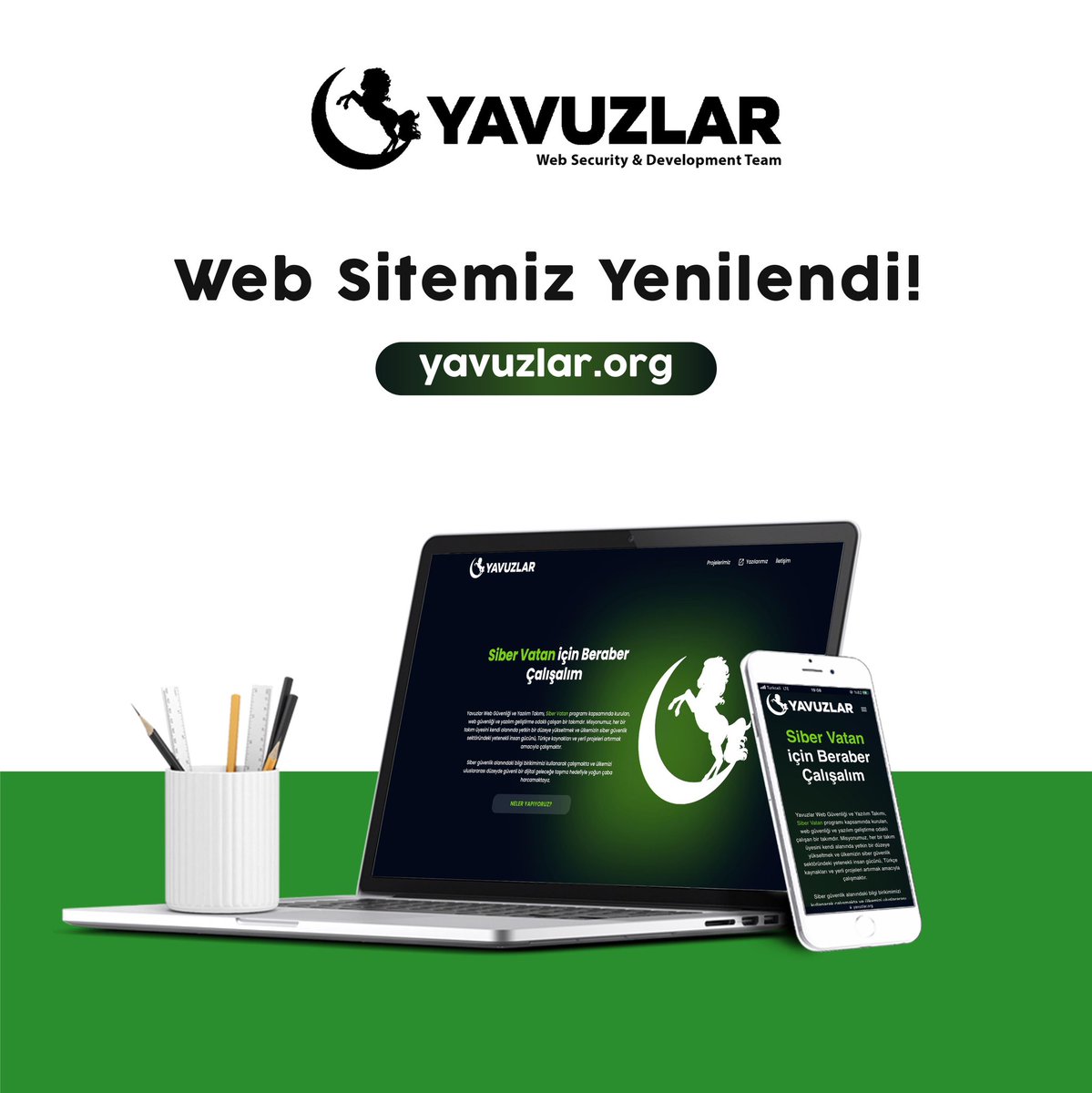 Yavuzlar web güvenliği ve yazılım takımı olarak websitemizi yeniledik! Takım arkadaşlarımızın geliştirdiği web sitemiz yavuzlar.org adresinde yayında. Emeği geçen takım arkadaşlarımıza teşekkür ediyoruz. @siber_vatan #sibervatan #yavuzlar #webdevelopment #Webdesign