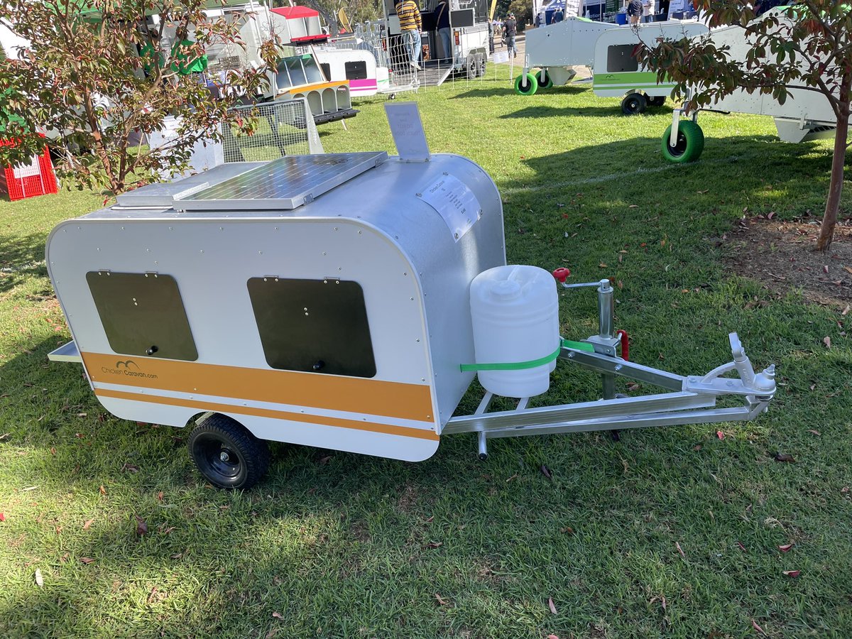 At the Seymour Alternative Farming Expo and there are caravans for chickens…