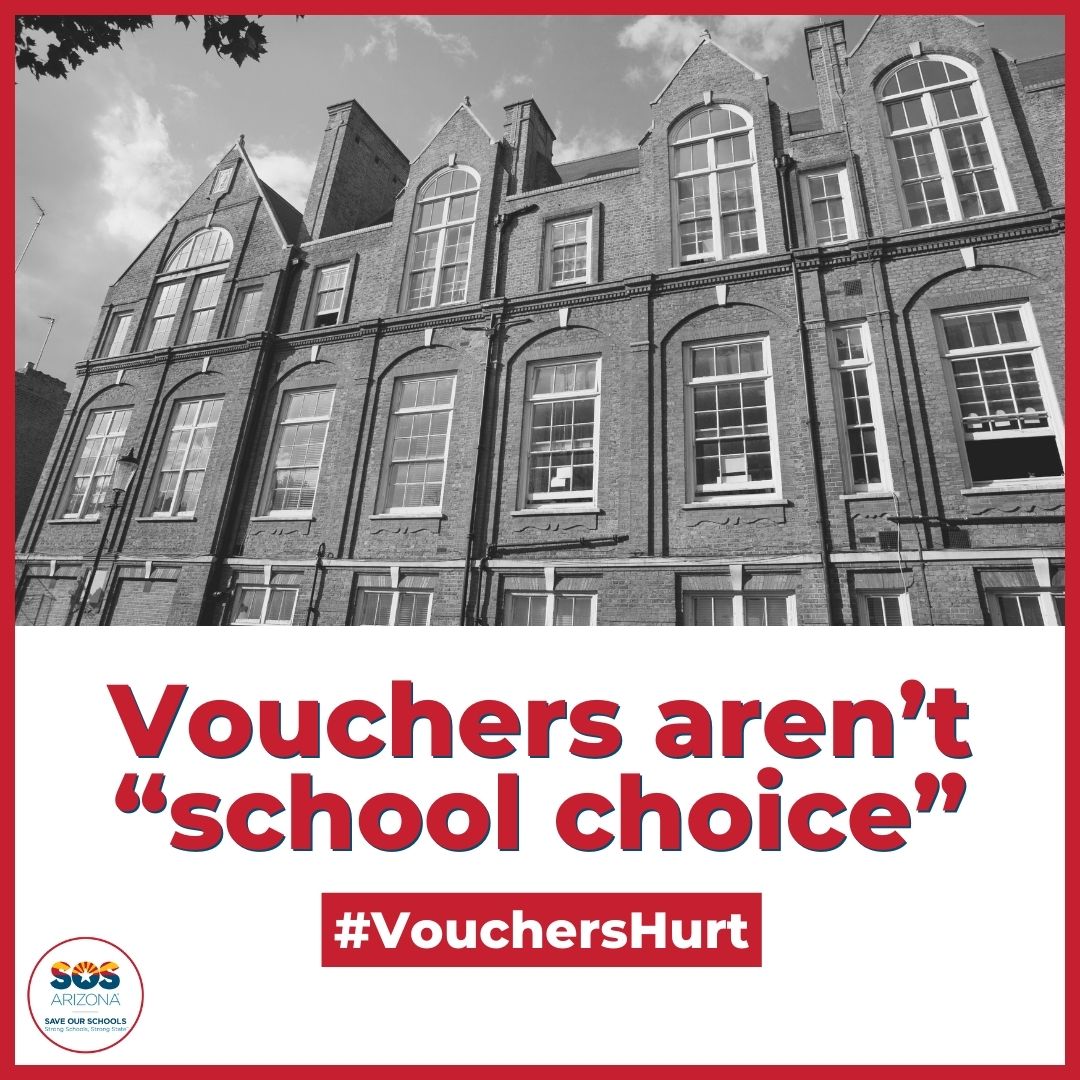 It’s not “school choice,” it’s the school’s choice — private schools pick & choose their students. In the meantime, the local public schools that 92% of AZ families choose are being robbed to pay for AZ’s $1 billion #VoucherScam 😡 #VouchersHurt Read more sosaznetwork.org/2023/myths-vs-…
