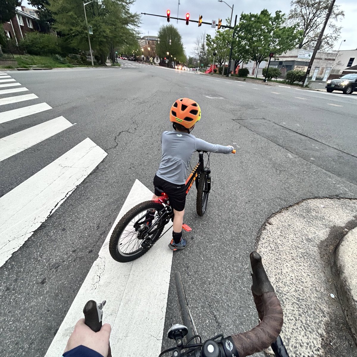 We’re biking to soccer practice this spring. Little man’s doing a great job.