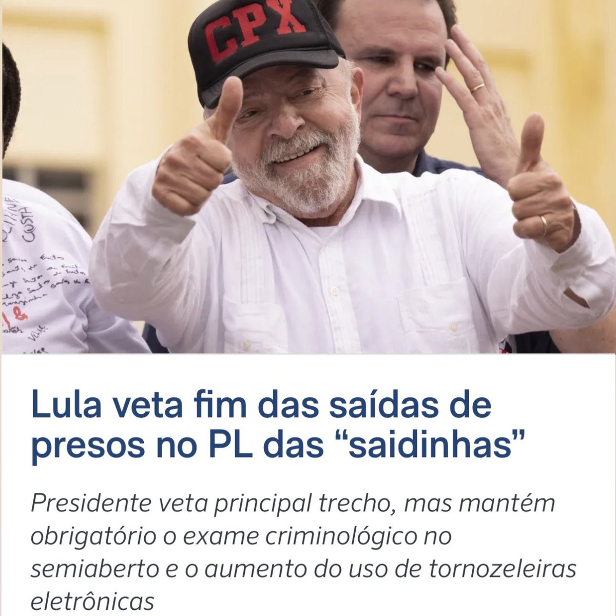 Lula vetou o fim das “saidinhas” que trazem terror a população de bem quando acontecem e que foram proibidas pelo Congresso. O presidente que viu os presídios entrarem em festa quando foi eleito retribui o carinho e o voto recebido com esse veto. Quem paga? O povo de bem, é…