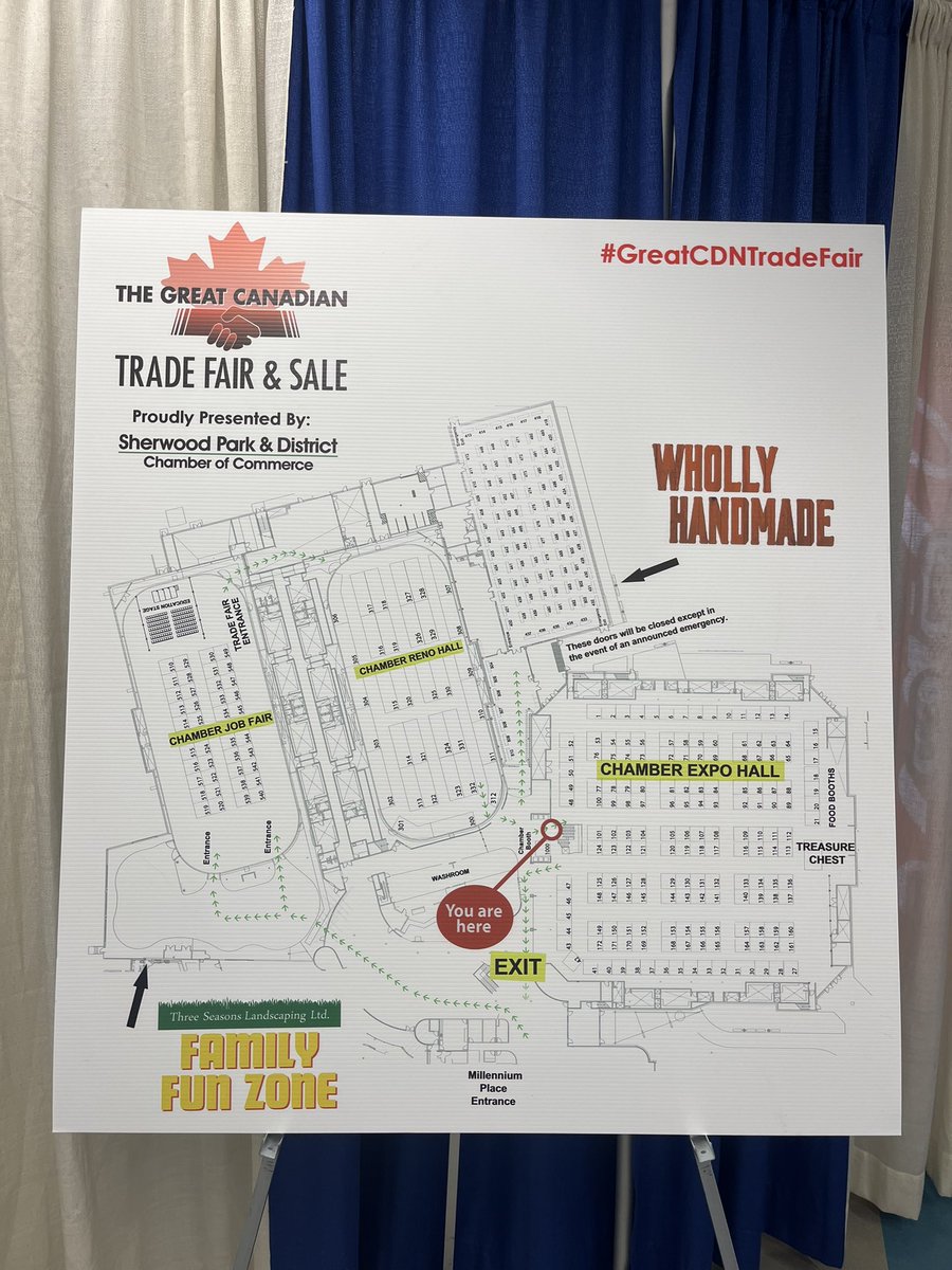 Setup is well underway for the Great Canadian Trade Fair & Sale, starting tomorrow, 1 PM at Millennium Place! Admission is $5 per person/$10 per family. Children 3 and under are free, and seniors are free on Friday! #greatcdntradefair #shpk #sherwoodpark #strathco #strathcona