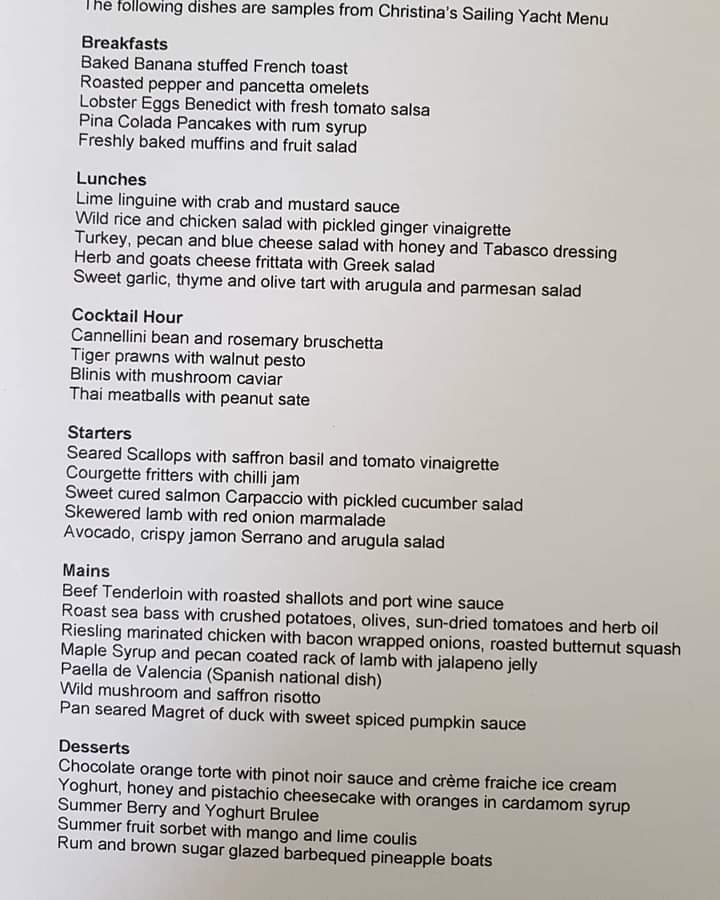 It's Friday. This is the kind of #Food I was cooking in the late 90s - early 2000s on a Sailing yachts in the Caribbean and the Med. One of many menus. We have some incredible chefs within our collective #yachtchef   #chef #sailor . All have many years of global experience