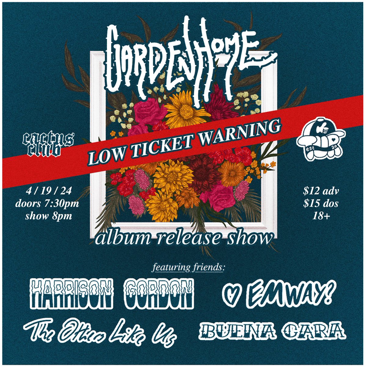 garden home ๐ณ๐ (@gardenhomewi) on Twitter photo it's officially time - low ticket warning for our release show. you prolly get paid today or tmrw, its time to scoop a ticket (and tell a friend to do the same). the region's top emo screamo rock bands take the stage at <a href="/CactusClubMKE/">Cactus Club</a> in just over one week. ๐โฌ๏ธ it's officially time - low ticket warning for our release show. you prolly get paid today or tmrw, its time to scoop a ticket (and tell a friend to do the same). the region's top emo screamo rock bands take the stage at <a href="/CactusClubMKE/">Cactus Club</a> in just over one week. ๐โฌ๏ธ