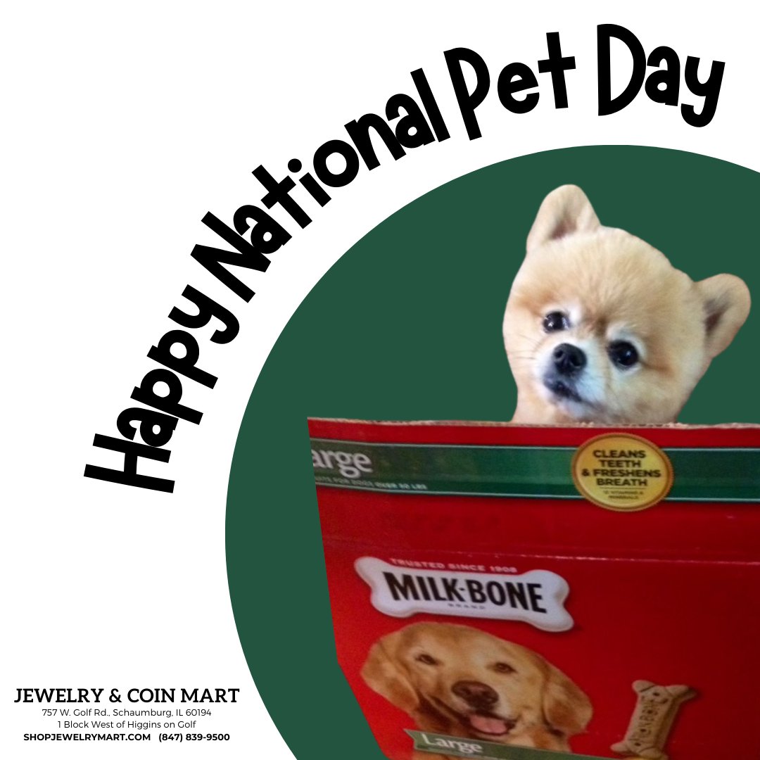 We LOVE our pets, and to show love for YOURS, visit our store for FREE Milk-bones now through Saturday at 3 p.m. 🐾! 

#animallover #NationalPetDay2024 #nationalpetday #petday2024 #jewelrylover #dogcat #trendingnow #viralpets #cutedogsdaily