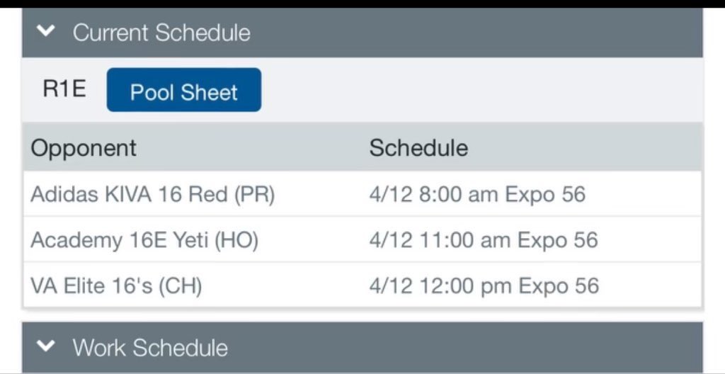 Reagan Lesley (@lesley_reagan6) on Twitter photo JVA World Challenge in Louisville day 1 schedule!!
Court 56! Let’s go🔥🔥🔥🔥
<a href="/MIEliteVB/">Michigan Elite Volleyball</a> <a href="/RecruitMiElite/">MiElite Volleyball Recruiting</a> <a href="/coachmoonvball/">Jamie Moon 🏐</a> <a href="/legerandmoon/">Léger & Moon Volleyball</a> JVA World Challenge in Louisville day 1 schedule!!
Court 56! Let’s go🔥🔥🔥🔥
<a href="/MIEliteVB/">Michigan Elite Volleyball</a> <a href="/RecruitMiElite/">MiElite Volleyball Recruiting</a> <a href="/coachmoonvball/">Jamie Moon 🏐</a> <a href="/legerandmoon/">Léger & Moon Volleyball</a>