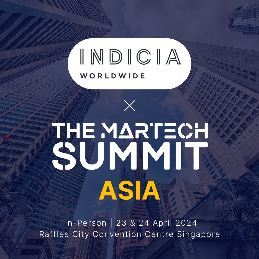 Welcome #IndiciaWorldwide to join us as a sponsor at The MarTech Summit Asia @Singapore on 23 & 24 April at Raffles City Convention Centre, Singapore 🎉🎉 🔗 Find out more & Register at: ow.ly/hjkx50R97Ps #TheMarTechSummit #AsiaSummit #MarTech