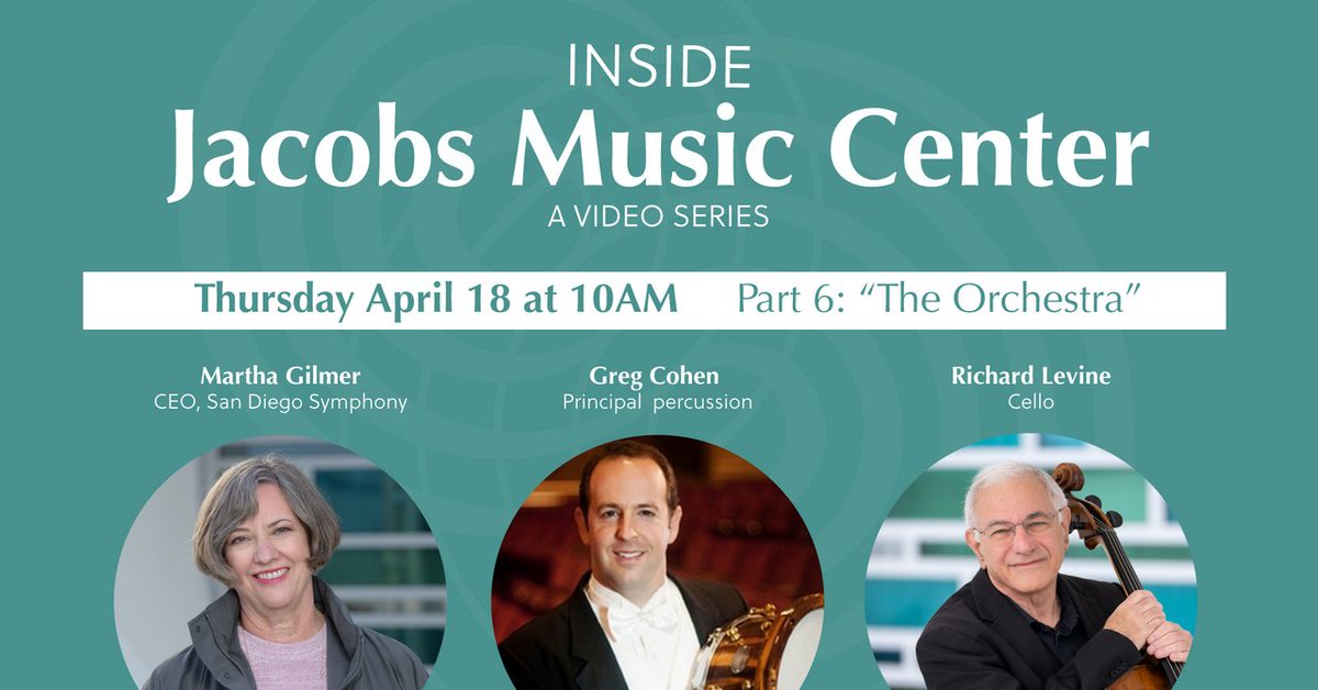 Join us for the next episode of 'Inside Jacobs Music Center' to peek behind the scenes of the renovation project! 👷🎥 👀‍ ft. San Diego Symphony musicians Greg Cohen + Richard Levine alongside CEO Martha Gilmer Tune in on YouTube or FB on April 18 at 10am!