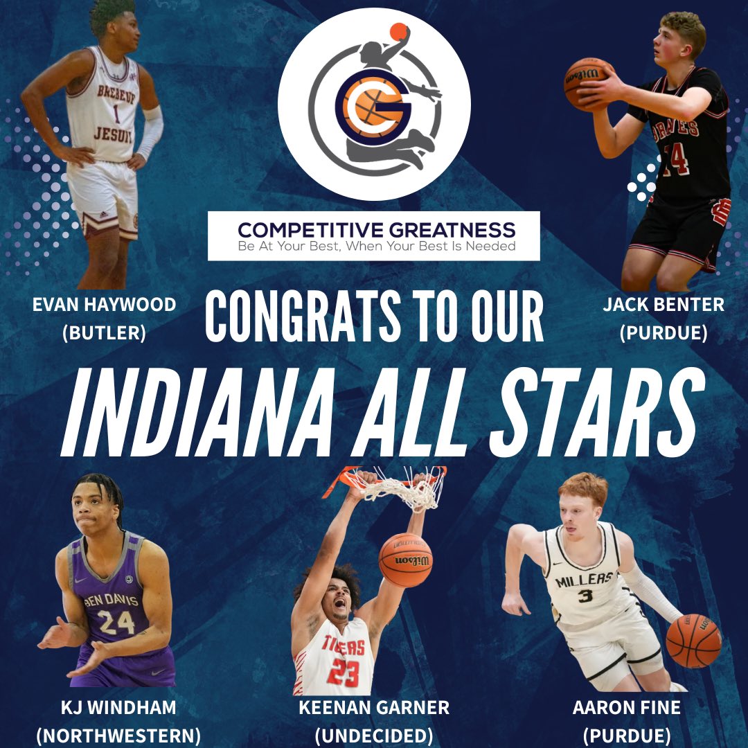 ⭐️ Congrats to Our 2024 INDIANA ALL STARS ⭐️ 

Proud of all your guys’ HARD WORK. It’s a TREMENDOUS HONOR to be named one the Top 13 Players in the State of Indiana‼️

Now the work begins for the NEXT LEVEL <a href="/kj_windham10/">K.J. Windham</a> <a href="/keenan_garner13/">Keenan Garner</a> <a href="/aaronfine_3/">Aaron Fine</a> <a href="/EvanHaywood4/">Evan Haywood</a> <a href="/BenterJack/">Jack Benter</a> 💪
