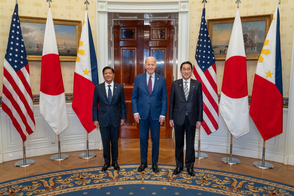 It was an honor to host President Marcos and Prime Minister Kishida this afternoon for the first-ever U.S.-Philippines-Japan leaders’ summit. We are taking our cooperation to new heights to ensure a free, open, peaceful, and prosperous Indo-Pacific.