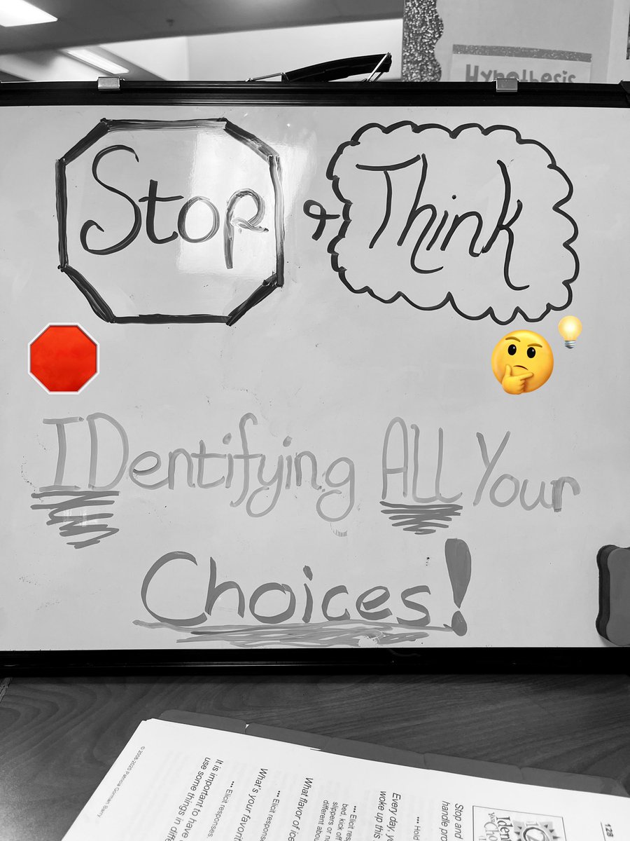 Today with our 4th and 5th grade classes at Patterson ES, we discussed how we can “Identify all of our Choices” when making decisions🛑🤔💭 #StopandThink #GHPAL #OCA #HISD #TheYouthAreOurFuture #WorkingTogether #Brainwise