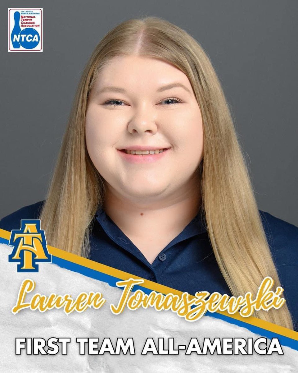 KellyVossTmzski's tweet photo. Congratulations @Lauren_Tmzski, 2-time 1st Team NCAA All-American, the 1st Lady Aggie bowler to achieve this honor! Ranked #2 in the NCAA this season, just .234 below the #1 ranked bowler. Lauren had 2 perfect 300 games! And, she’s the MEAC Bowler of the Year. What a season! https://t.co/P9WVdkSUiO