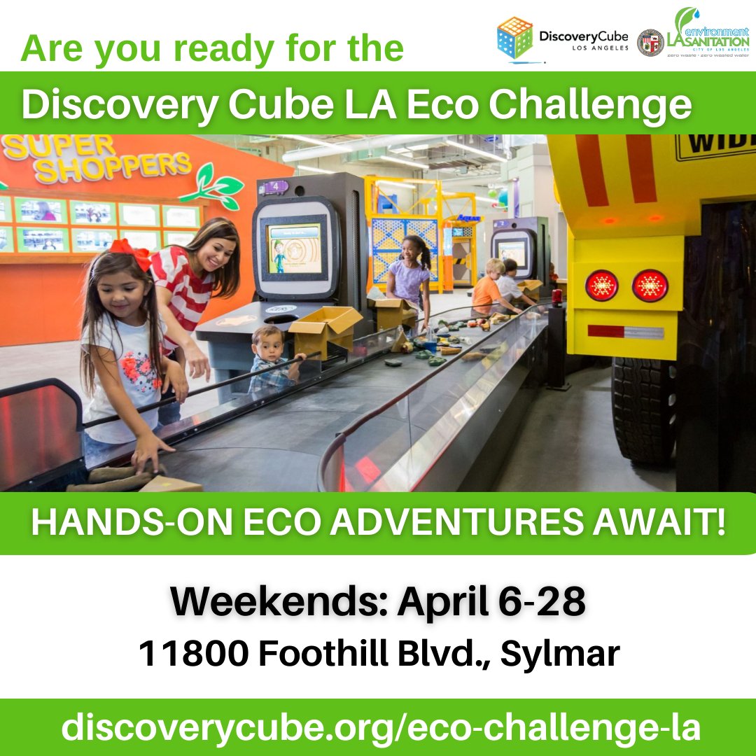From #composting and #recycling to interactive environmental #games, join us for a hands-on eco-adventure brought to you by @Discovery_Cube & @lacitysan. discoverycube.org/los-angeles/ev… #sustainability #weekend #familyfun #la #losangeles #families #science #adventure #ecofriendly