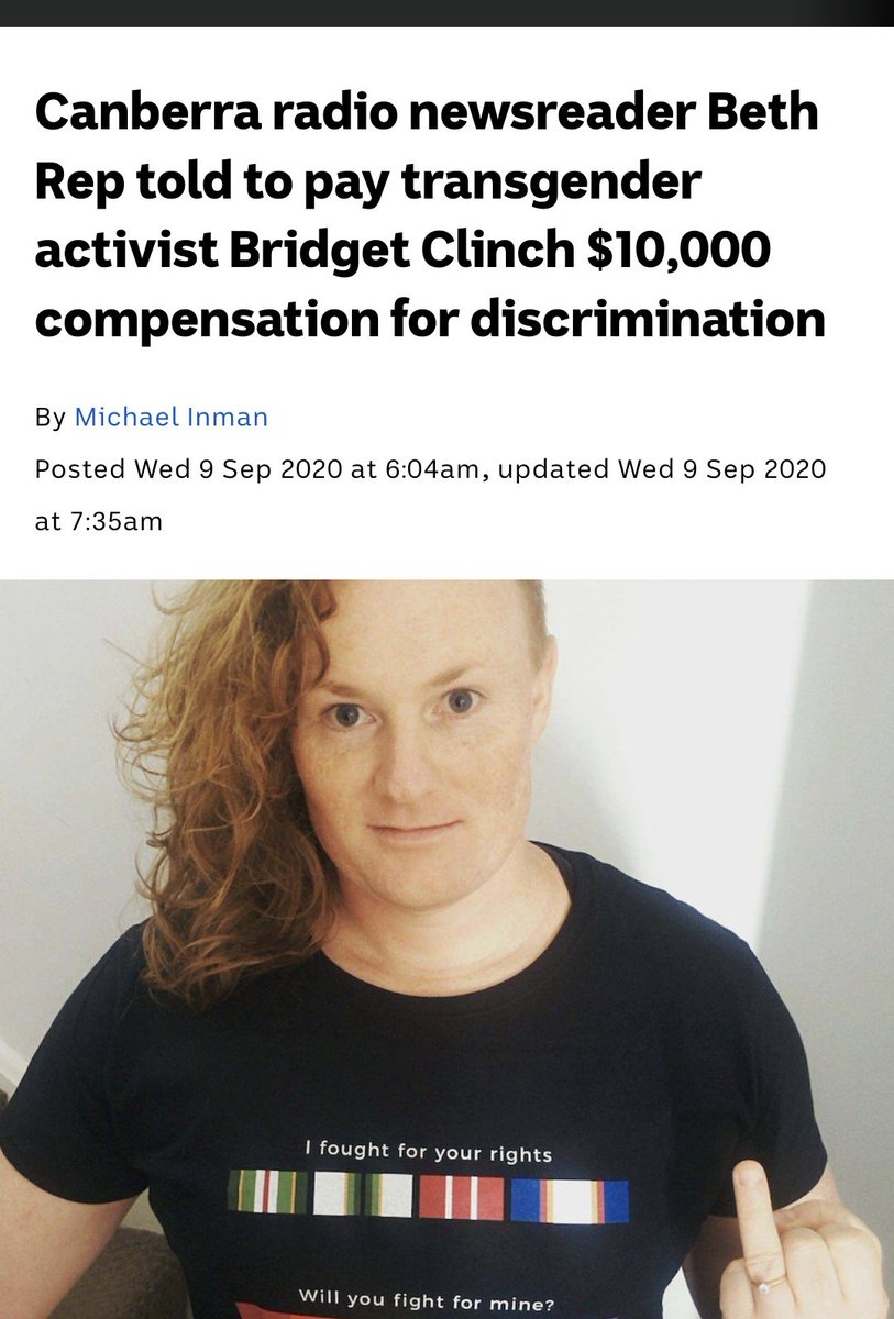 Australia, 2020 - A woman was ordered to pay $10,000 to a trans-identified male who accused her of being a 'TERF'. Beth Rep was told she breached discrimination laws when she 'liked' Facebook comments on her page that were negatively discussing a former Australian Army captain…