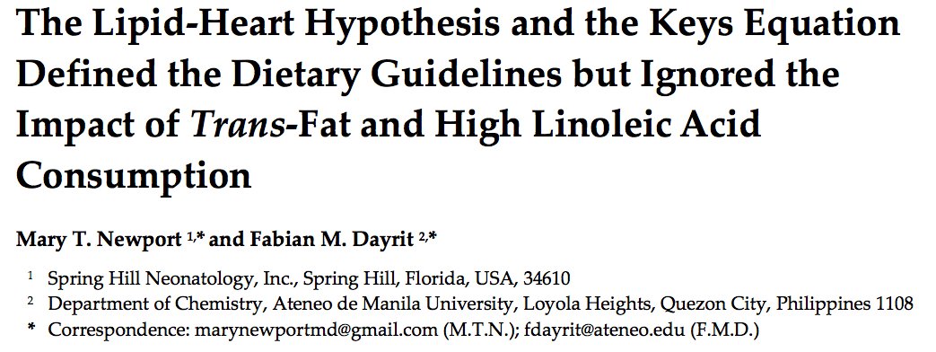 'Dietary guidelines should reconsider its support for the lipid-heart hypothesis and its longstanding warnings against saturated fat . . . The lipid-heart hypothesis should not be used in the formulation of dietary guidelines.' A great read. preprints.org/manuscript/202…