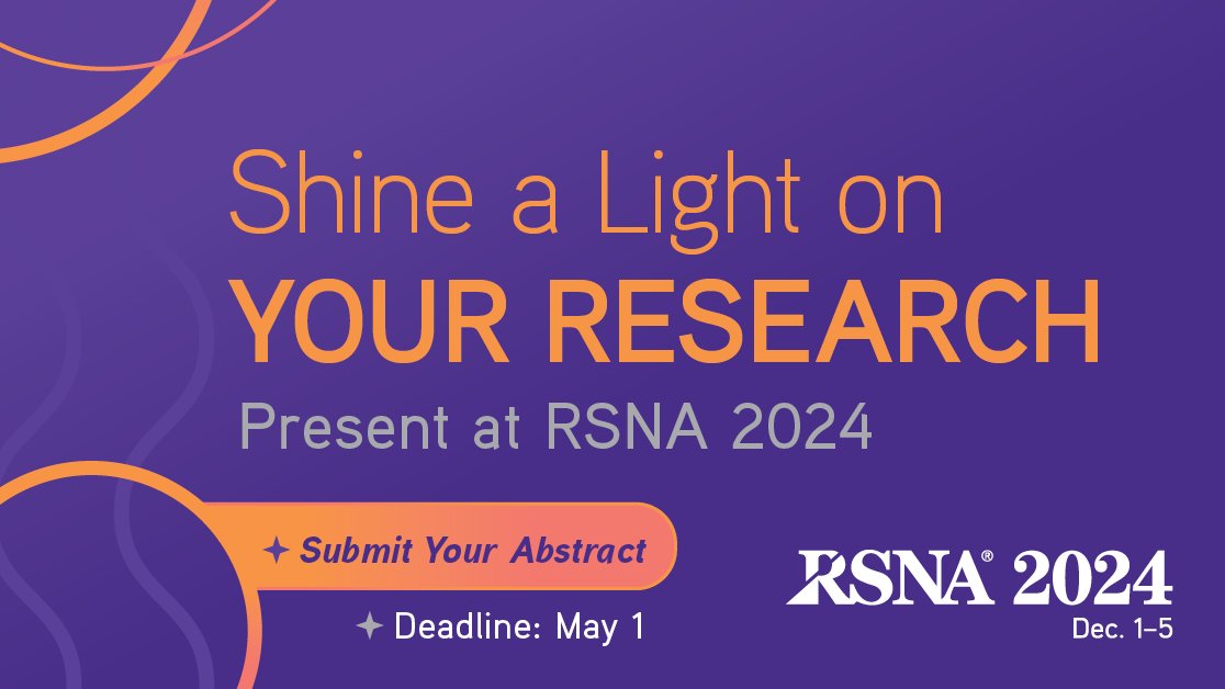 #RSNA24 abstract submissions are open and close on May 1! Help shape the scientific programming at the annual meeting by submitting an abstract today: bit.ly/3HviHHd