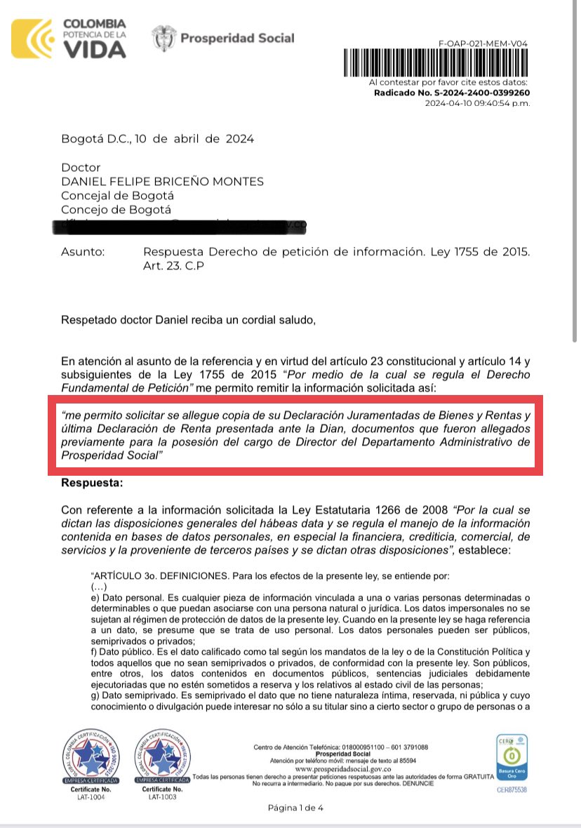 Danielbricen's tweet photo. Le solicité a Prosperidad Social y al señor @GustavoBolivar la declaración de renta con la que se posesionó y me negaron dicha información. Dicen que es “reservada”
¿Qué ocultan? https://t.co/2Xz9OWadyz
