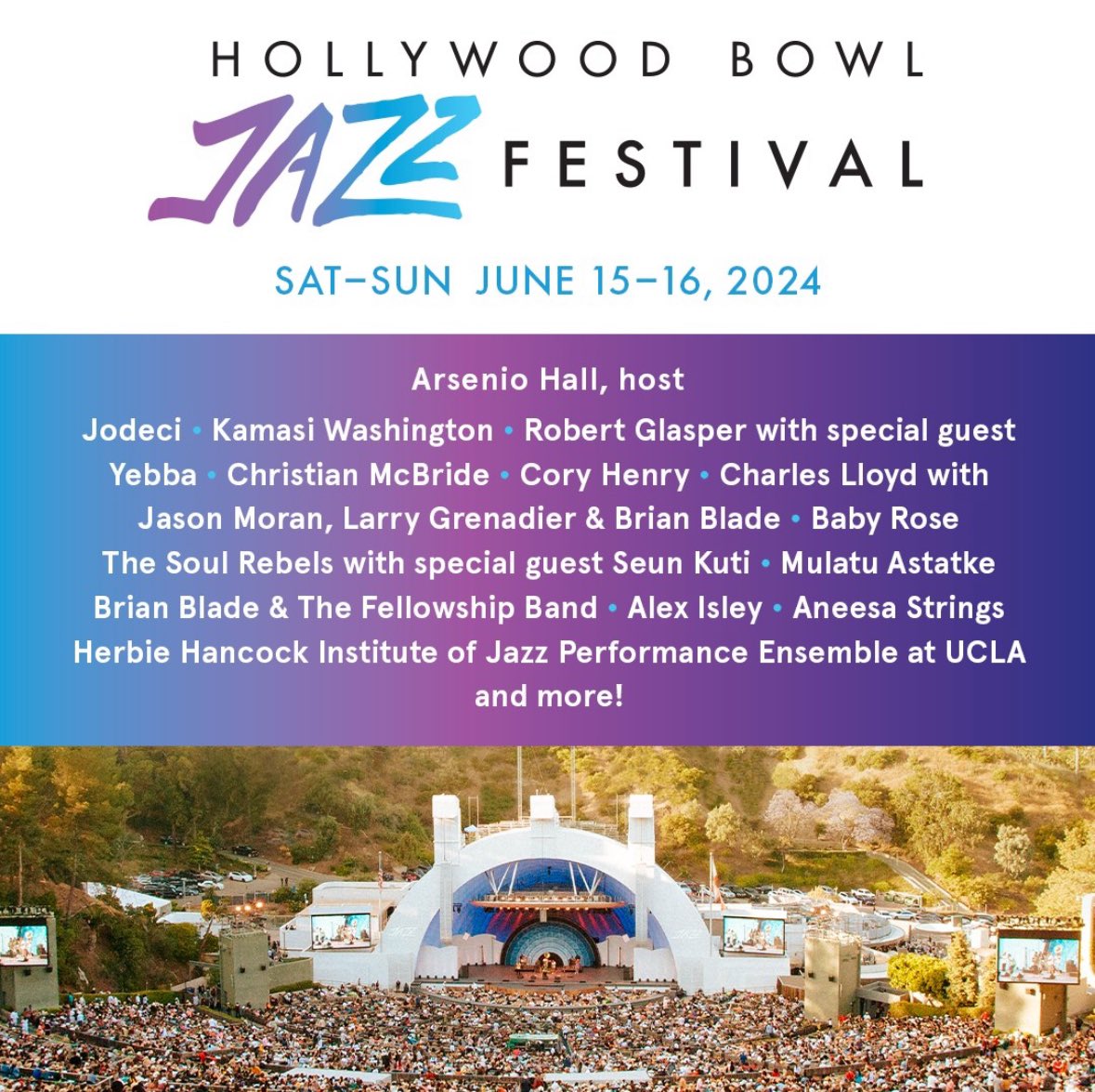 LA. i’m going to be playing at the HOLLYWOOD BOWL JAZZ FEST! OMGGGGGGGGG 😭🥶