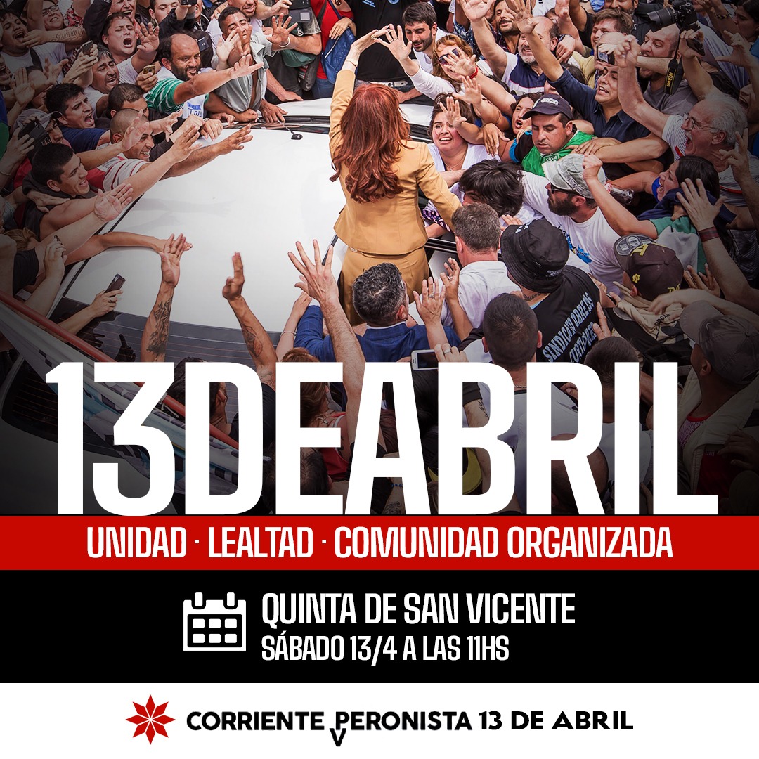 La13DeAbrilCP's tweet photo. UNIDAD, LEALTAD, COMUNIDAD ORGANIZADA ❤️🇦🇷✌🏽

📆Sábado 13 de Abril
⌚11 Hs.
📍Quinta de San Vicente 

#UnidadLealtadComunidadOrganizada
#La13DeAbril https://t.co/rQMoXqV3Qa