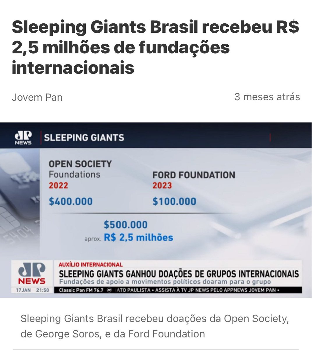 A Opensociety foundations, financia praticamente todos os movimentos de esquerda no País, inclusive algumas páginas que são usadas para fazer campanha de cancelamento contra influenciadores de direita, jornalistas e parlamentares, para propagar a destruição de indivíduos através…