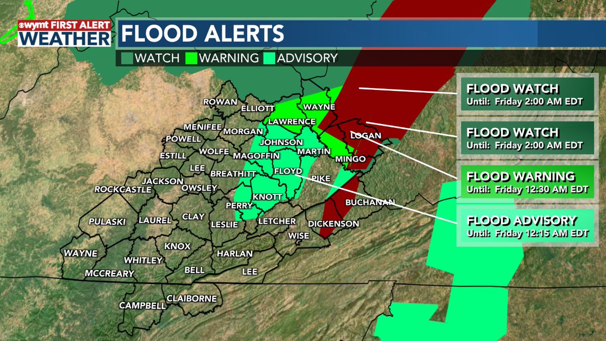 A Flood alert has been issued for the shaded area. See the latest at wymt.com/weather/alerts